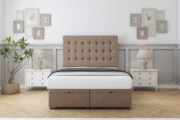 "Comfort Savannah Mink Plush Ottoman Bed Base With 26"" Strutted Headboard 5' King" - thumbnail 1