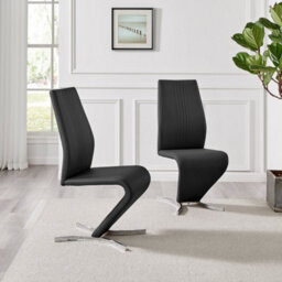 Furniturebox Uk 6 Seater Dining Set - Enna White Glass & Chrome Extendable Dining Table & Chairs - 6 Black Leather Willow Chairs - thumbnail 5