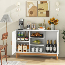 Costway 120Cm Sideboard Buffet Cabinet Floor Storage Cabinet W/ 3 Open Shelves - thumbnail 4