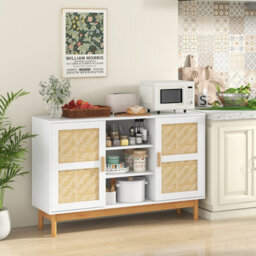 Costway 120Cm Sideboard Buffet Cabinet Floor Storage Cabinet W/ 3 Open Shelves - thumbnail 1