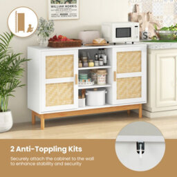 Costway 120Cm Sideboard Buffet Cabinet Floor Storage Cabinet W/ 3 Open Shelves - thumbnail 7