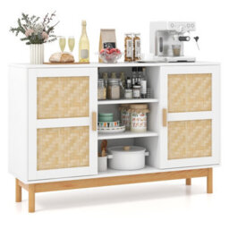 Costway 120Cm Sideboard Buffet Cabinet Floor Storage Cabinet W/ 3 Open Shelves - thumbnail 2