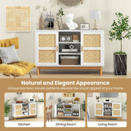 Costway 120Cm Sideboard Buffet Cabinet Floor Storage Cabinet W/ 3 Open Shelves - thumbnail 9