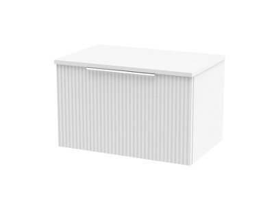 Balterley Tixall Fluted 1 Drawer Wall Hung Vanity Unit With Worktop, Satin White, 600mm - image 1