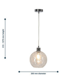 First Choice Lighting Set Of 2 Barnum - Clear Dimple Glass Globe With Chrome Pendant Fitting - thumbnail 8
