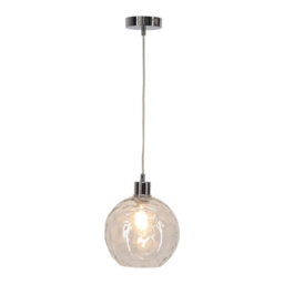 First Choice Lighting Set Of 2 Barnum - Clear Dimple Glass Globe With Chrome Pendant Fitting - thumbnail 2