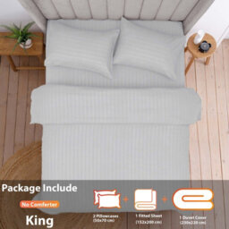 Aspire Homeware Silver Duvet Cover Complete Set, Reversible Modern Bedding Set, King (L)220Cm X (W)230Cm - thumbnail 2