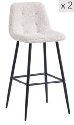 Nordlys Set Of 2 Metal And White Bouclé Bar Stools Modern Design Style Dining Room - thumbnail 2