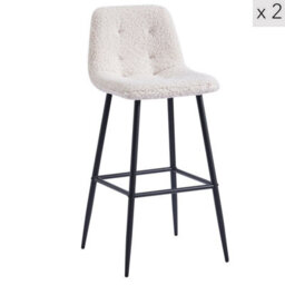 Nordlys Set Of 2 Metal And White Bouclé Bar Stools Modern Design Style Dining Room - thumbnail 1