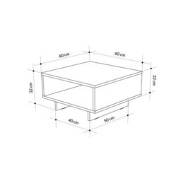 Decortie Hola Modern Square Coffee Table 60Cm Storage Compartment Oak Oak Living Room H 32Cm - thumbnail 3