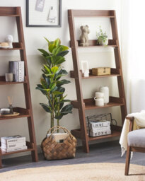 Beliani 5 Tier Shelving Unit Mobile Trio 167 Cm Dark Brown - thumbnail 2