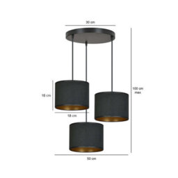 Emibig Lighting Emibig Hilde Pendant Lamp 3 X E27 Black With Black Shade - thumbnail 5