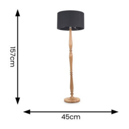 Valuelights Victoria Traditional Light Wood Candlestick Floor Lamp With Charcoal Drum Shade - thumbnail 5