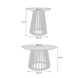 Sweeek - Set Of 2 Round Coffee Tables With Black Wood-Effect Tops And Fir-Wood Legs 40Cm And 60Cm - thumbnail 7