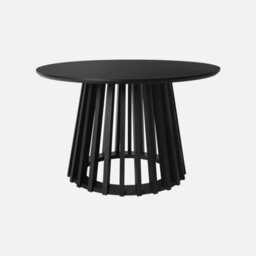 Sweeek - Set Of 2 Round Coffee Tables With Black Wood-Effect Tops And Fir-Wood Legs 40Cm And 60Cm - thumbnail 2