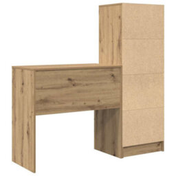 Berkfield Desk With Storage Artisan Oak Engineered Wood - thumbnail 8