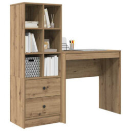 Berkfield Desk With Storage Artisan Oak Engineered Wood - thumbnail 3