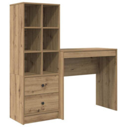 Berkfield Desk With Storage Artisan Oak Engineered Wood - thumbnail 2