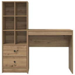 Berkfield Desk With Storage Artisan Oak Engineered Wood - thumbnail 7