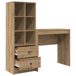 Berkfield Desk With Storage Artisan Oak Engineered Wood - thumbnail 6