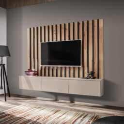 Arte Verti Ii Entertainment Unit In Cashmere - Premium Laminated Board - W180Cm X H148Cm D35Cm