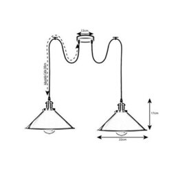 2 Head Spider Light With 2M Adjustable Cables, Vintage 22Cm Metal Stain Nickel Shade Pendant Lamp Fixture For  Indoor Lighting - thumbnail 3