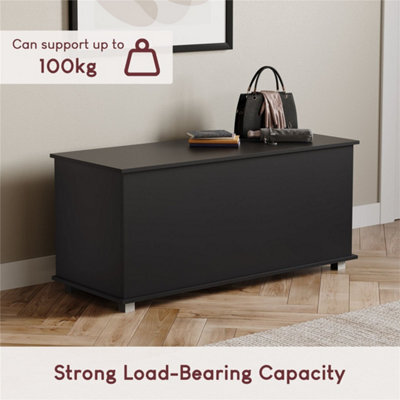 Black Modern Storage Ottoman Toy Chest Bedroom Wooden Bence - image 1