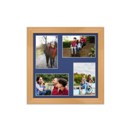 AK Frames 12X12 Country Pine Classic Multi Photo Frame With Blue Mount - Holds 4 Apertures (4X) 6X4 Photos