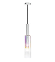 Ruben Pendant Satin Silver And Ribbed Iridised Glass - thumbnail 3