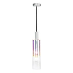 Ruben Pendant Satin Silver And Ribbed Iridised Glass