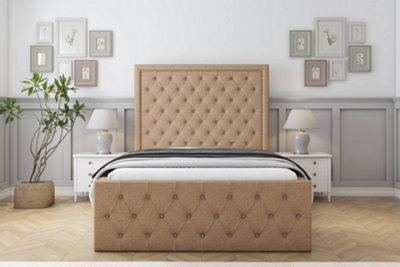 "Sloomy Vienna Latte Dumfries Bed Frame With Mattress With 50"" Upholstered Headboard 2'6 Small Single" - image 1