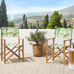 Beliani Acacia Living Garden Director's Chair Set Of 2, Light Wood, Folding - Includes Interchangeable Covers - thumbnail 2