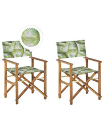 Beliani Acacia Living Garden Director's Chair Set Of 2, Light Wood, Folding - Includes Interchangeable Covers - thumbnail 3