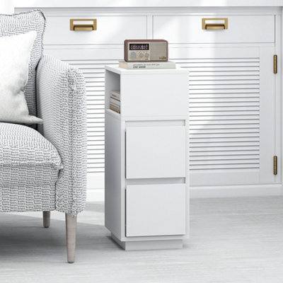 Levede Slim Bedside Table Storage Nightstand With 2 Drawers & Open Shelf - image 1