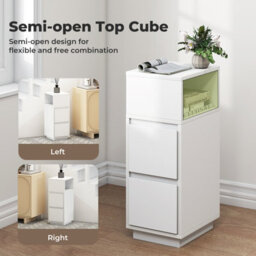 Levede Slim Bedside Table Storage Nightstand With 2 Drawers & Open Shelf - thumbnail 7