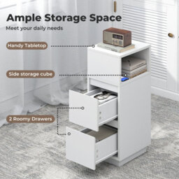 Levede Slim Bedside Table Storage Nightstand With 2 Drawers & Open Shelf - thumbnail 6