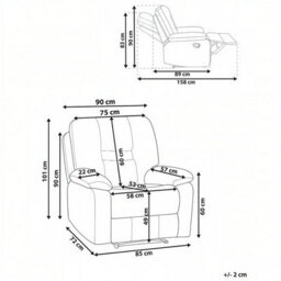 Beliani Recliner Chair Bergen Fabric Taupe - thumbnail 3