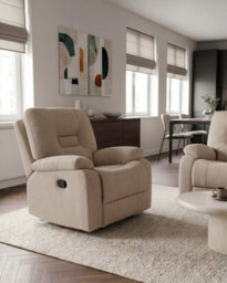 Beliani Recliner Chair Bergen Fabric Taupe - thumbnail 2