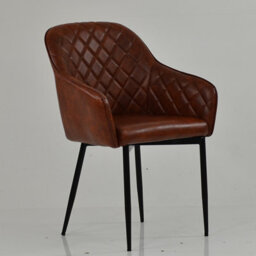 Lakeland Furniture Opus Carver Vintage Brown Faux Leather Black Leg Dining Chair - thumbnail 3