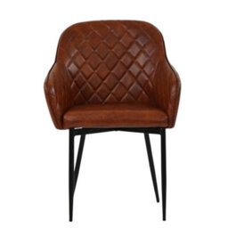 Lakeland Furniture Opus Carver Vintage Brown Faux Leather Black Leg Dining Chair - thumbnail 1