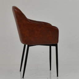 Lakeland Furniture Opus Carver Vintage Brown Faux Leather Black Leg Dining Chair - thumbnail 4