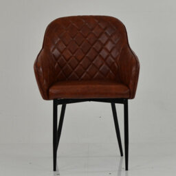 Lakeland Furniture Opus Carver Vintage Brown Faux Leather Black Leg Dining Chair - thumbnail 2
