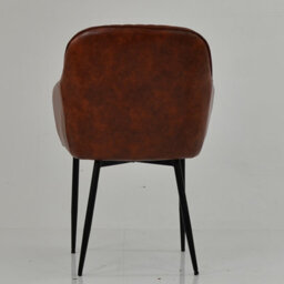 Lakeland Furniture Opus Carver Vintage Brown Faux Leather Black Leg Dining Chair - thumbnail 5