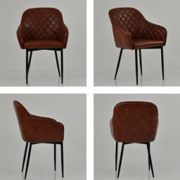 Lakeland Furniture Opus Carver Vintage Brown Faux Leather Black Leg Dining Chair - thumbnail 6