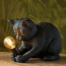 Loops Charming Set Of 2 Matt Black Kitten Table Lamps For Cozy Home Lighting - thumbnail 4