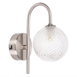 Valuelights Elle Brushed Chrome Ip44 Bathroom Single Glass Shade Wall Light - thumbnail 1