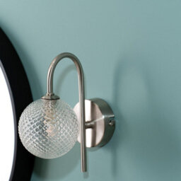 Valuelights Elle Brushed Chrome Ip44 Bathroom Single Glass Shade Wall Light - thumbnail 3