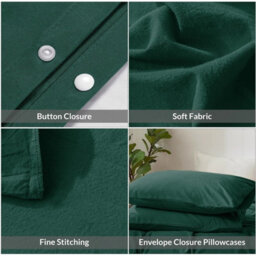 Ameha Plain Dyed Duvet Cover Complete Set With Matching Fitted Sheet & Pillowcase Microfiber Super Emerald Green - thumbnail 9