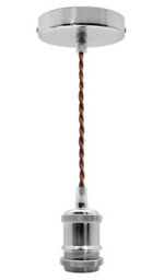 Long Life Lamps Company Industrial Vintage Ceiling Pendant Lamp Holder Chrome E27 Fitting M0011Ch - thumbnail 4