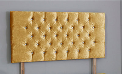 Comfy Deluxe 3Ft  Single 26Inch    Gold  Crush Velvet Chesterfield Headboard